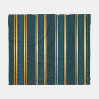 Luxury Blue Green Gold Stripe Gift Wrap Pattern Fleece Deken