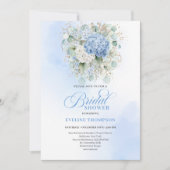 Luxury Blue Hydrangea Bridal Shower Gold Invitatio Kaart (Voorkant)