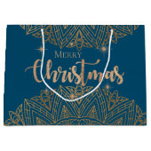 Luxury Blue Mandala Elegant Merry Kerstmis Groot Cadeauzakje (Voorkant)