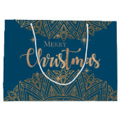 Luxury Blue Mandala Elegant Merry Kerstmis Groot Cadeauzakje (Achterkant)