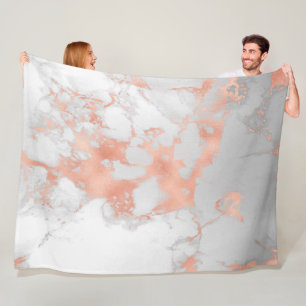 Luxury Blush Glitter White Pink Marble Fleece Deken