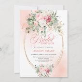 Luxury Blush Pink Bridal Shower Gold Invitation (Devant)