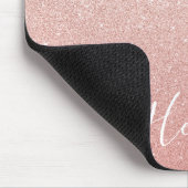 Luxury Blush Pink Glitter Monogram Name Mousepad Muismat (Hoek)
