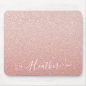 Luxury Blush Pink Glitter Monogram Name Mousepad Muismat (Voorkant)