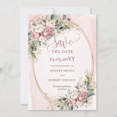 Luxury Boho Blush Pink Greenery Save The Date (Devant)