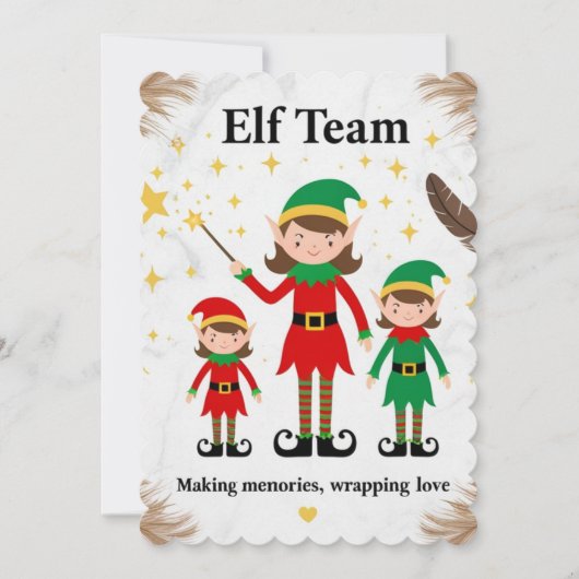 Luxury Boho Elf Team Holiday Party Invitation Kaart (Voorkant)