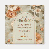 Luxury Boho Rusty Ivory Sage Floral Save the Date Magneet (Voorkant)