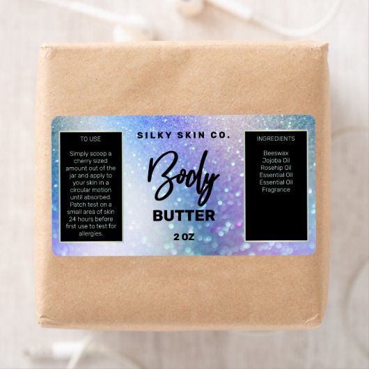 Luxury Bokeh Blue Body Butter Labels (Insitu)