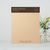 Luxury Brown and Gold Monogram Briefhoofd (Staand voorkant)