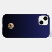 Luxury Brushed Gold Monogram Navy Blue Case-Mate iPhone Case (Achterkant (horizontaal))