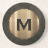 Luxury Brushed Gold Monogram Zandsteen Onderzetter (Voorkant)