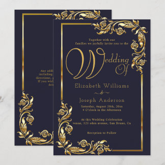 Luxury Budget Gold Floral Lijst Golden Wedding Kaart