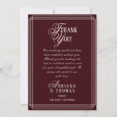 Luxury Burgundy Calligraphy Wedding Bedankkaart (Voorkant)