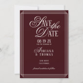 Luxury Burgundy Calligraphy Wedding Save The Date (Voorkant)