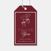 Luxury Burgundy Monogram Calligraphy Wedding Cadeaulabel (Voorkant)