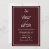 Luxury Burgundy Monogram Wedding Kaart (Voorkant)