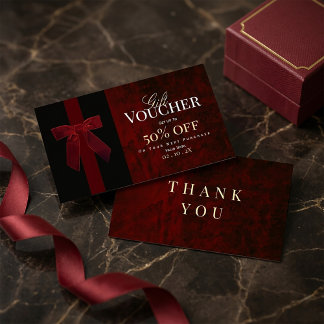 Luxury Burgundy Red Gift Voucher & Thank You Card  Visitekaartje