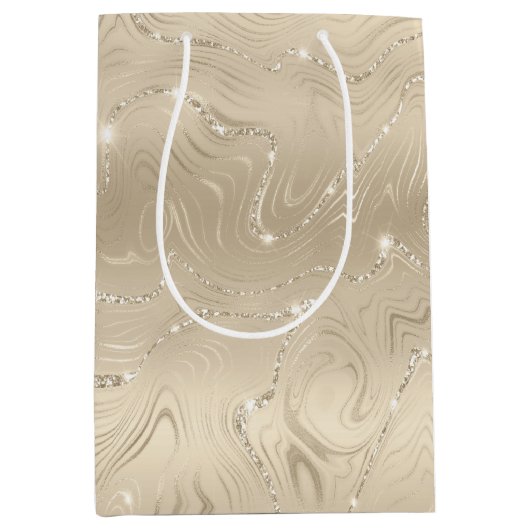Luxury Champagne Background Beige Glitter Medium Cadeauzakje (Voorkant)