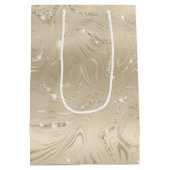 Luxury Champagne Background Beige Glitter Medium Cadeauzakje (Achterkant)