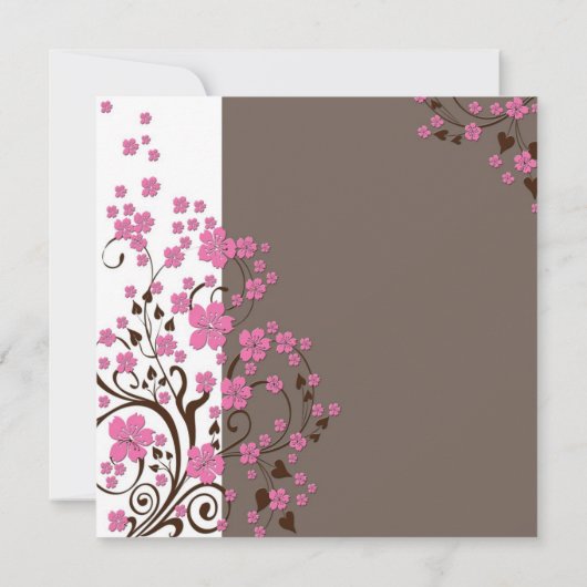 Luxury Cherry Blossom Brown douche Invitation (Dos)