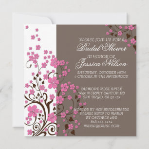 Luxury Cherry Blossom Brown douche Invitation