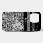 Luxury Chic Silver Gitter Signature Monogram Case-Mate iPhone Case (Achterkant (horizontaal))