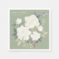 Luxury Chinoiserie Sage Green Ivory Floral Wedding