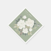 Luxury Chinoiserie Sage Green Ivory Floral Wedding Servet (Hoek)
