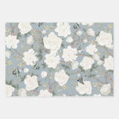 Luxury Chinoiserie Sage Green Ivory Flowers Birds Inpakpapier Vel (Voorkant 3)