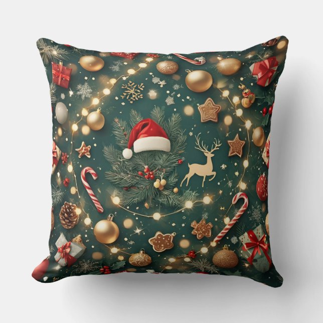 Luxury Christmas Pattern Decorative Throw Pillow Kussen (Voorkant)