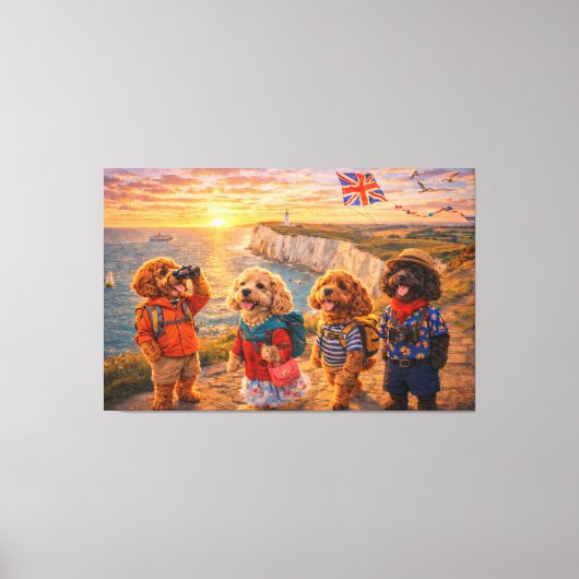Luxury Cockapoo British Coastal Wall Art Canvas Afdruk (Voorkant)