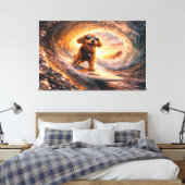 Luxury Cockapoo Surf Canvas – Ocean Dog Art Afdruk (Insitu (Slaapkamer))