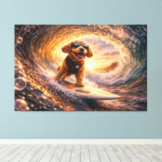 Luxury Cockapoo Surf Canvas – Ocean Dog Art Afdruk