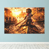 Luxury Cockapoo Venice Gondola Wall Art Canvas  Afdruk (Insitu (Houten vloer))