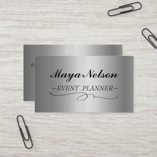 Luxury Cool Silver Sparkly Visitekaartje (Voorkant / Achterkant in situ)