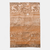 Luxury Copper Glitter Brush Strokes Theedoek (Verticaal)