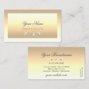 Luxury Cream Beige Ombre Sparkle Diamonds Modern Visitekaartje