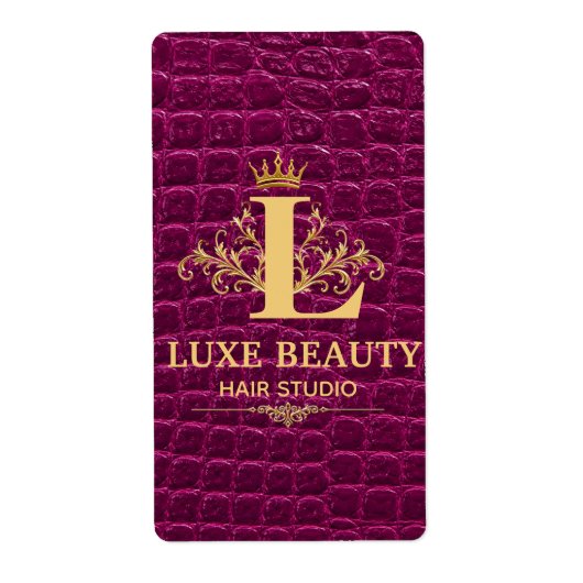 Luxury Crocodile Leather Monogram Gold Initial Etiket (Voorkant)