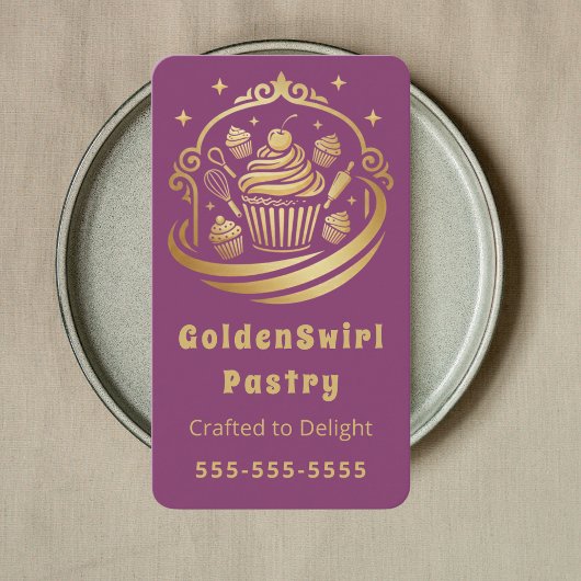 Luxury Cupcake Home Bakery Pastry Chef Modern Visitekaartje