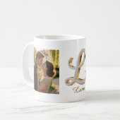 Luxury Cursive Gold White Initial  L + 2 PHOTO Koffiemok (Voorkant links)