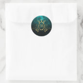 Luxury Damask Lijst monogram Ronde Sticker (Tas)