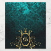 Luxury Damask Lijst monogram Wijn Etiket (Enkel label)
