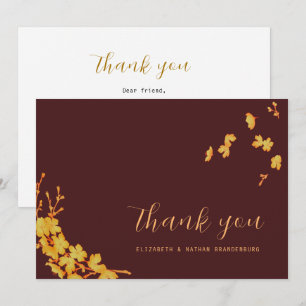 Luxury Dark Burgundy & Gold Flowers Carte de remer