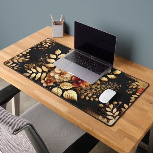Luxury Dark Floral Desk Mat Chic Workspace Decor (Bureau 2)