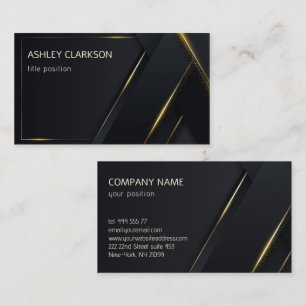 Luxury Dark Grey Background Gold Lines Visitekaartje