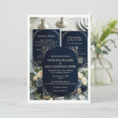 Luxury Dark Navy & Silver Wedding Invitation Suite (Debout devant)
