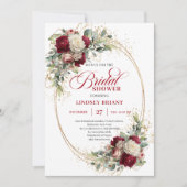 Luxury Deep Red Rose Gold Bridal Shower Invitation (Devant)