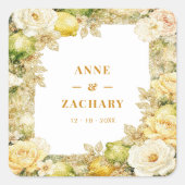 Luxury Delicate Mediterranean Lemons & Flowers Vierkante Sticker (Voorkant)