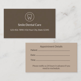 Luxury Dental Appointment Card | Clinic Reminder Afsprakenkaartje