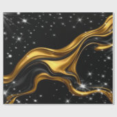 Luxury Designer Black & Gold Liquid Swirl Pattern Cadeaupapier (Vlak)